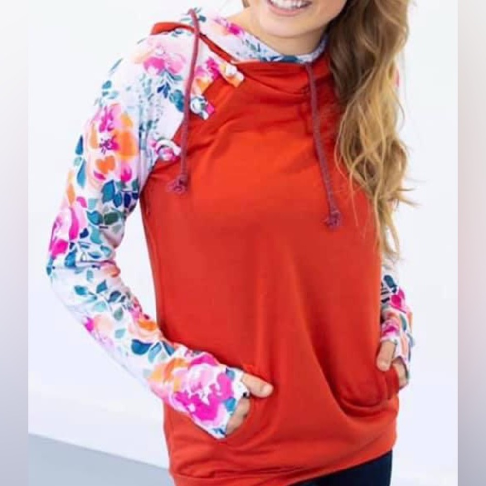 Rust Floral Double Hood